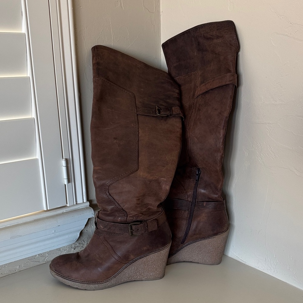 ALDO Brown Wedge Knee-High Boots